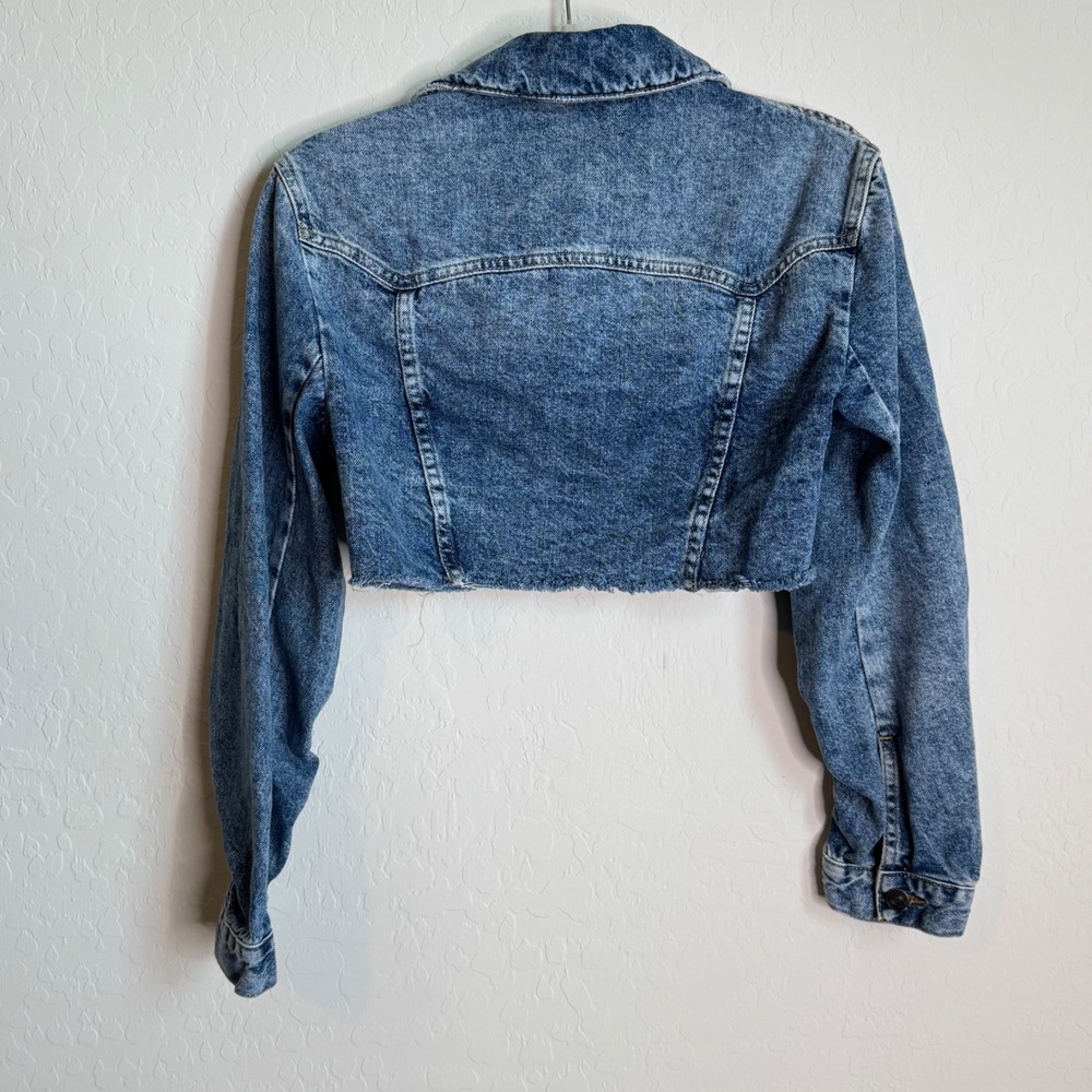 We The Free Ollie Femme Cropped Denim Trucker Jacket Preppy Women's Cropped - Picture 9 of 10